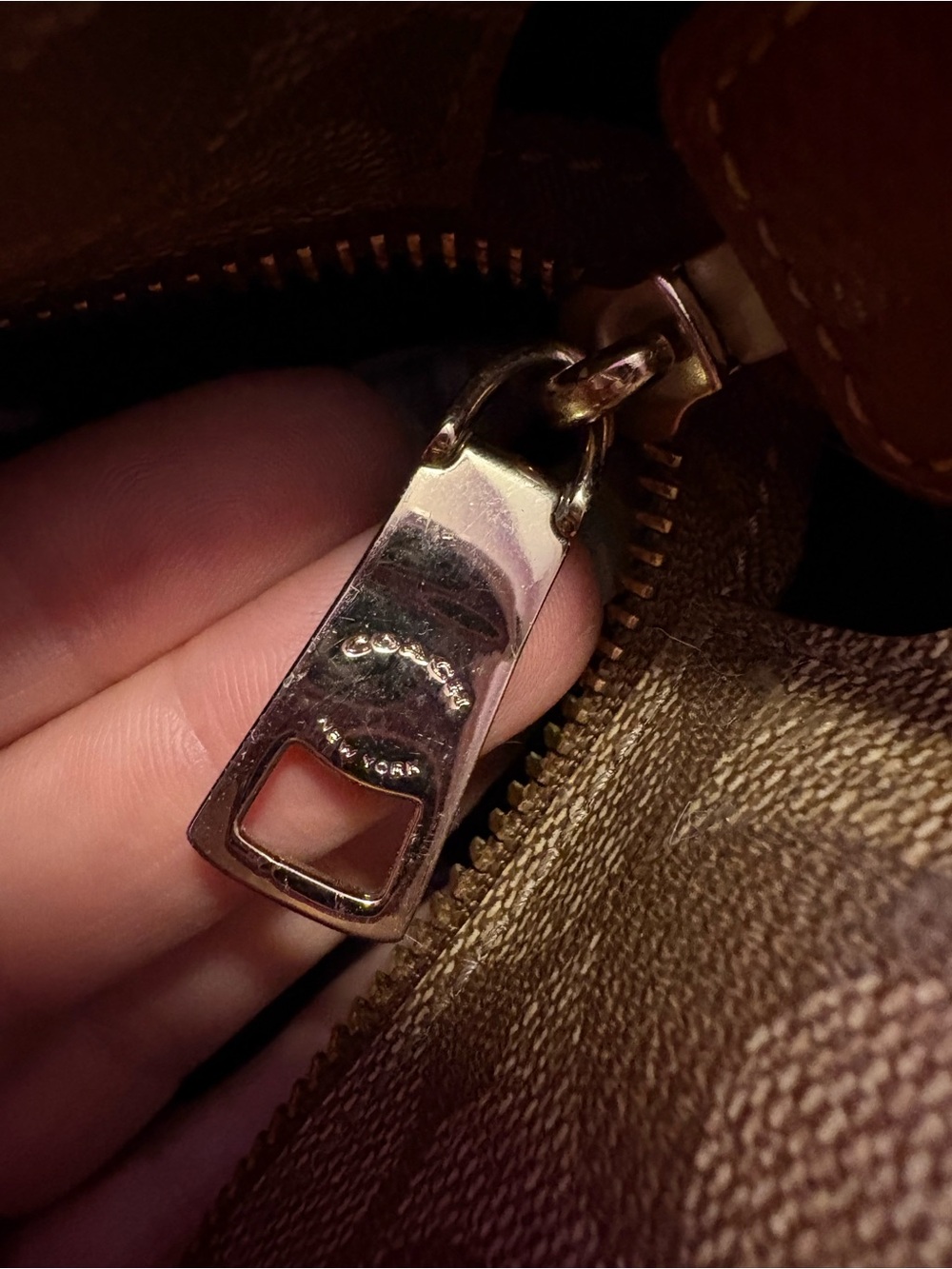 Coach Brown Signature Leather Shoulder Tote - Picture 7 of 11